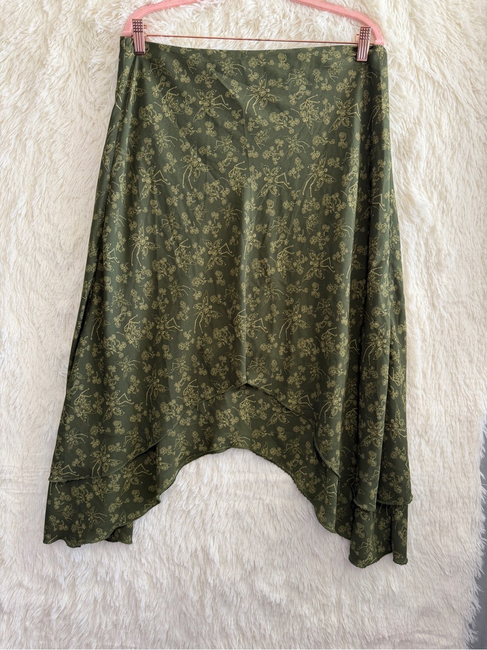 Thorn & Fable Womens Fairy Grunge Tiered Midi Skirt Size XL Green Whimsigoth
